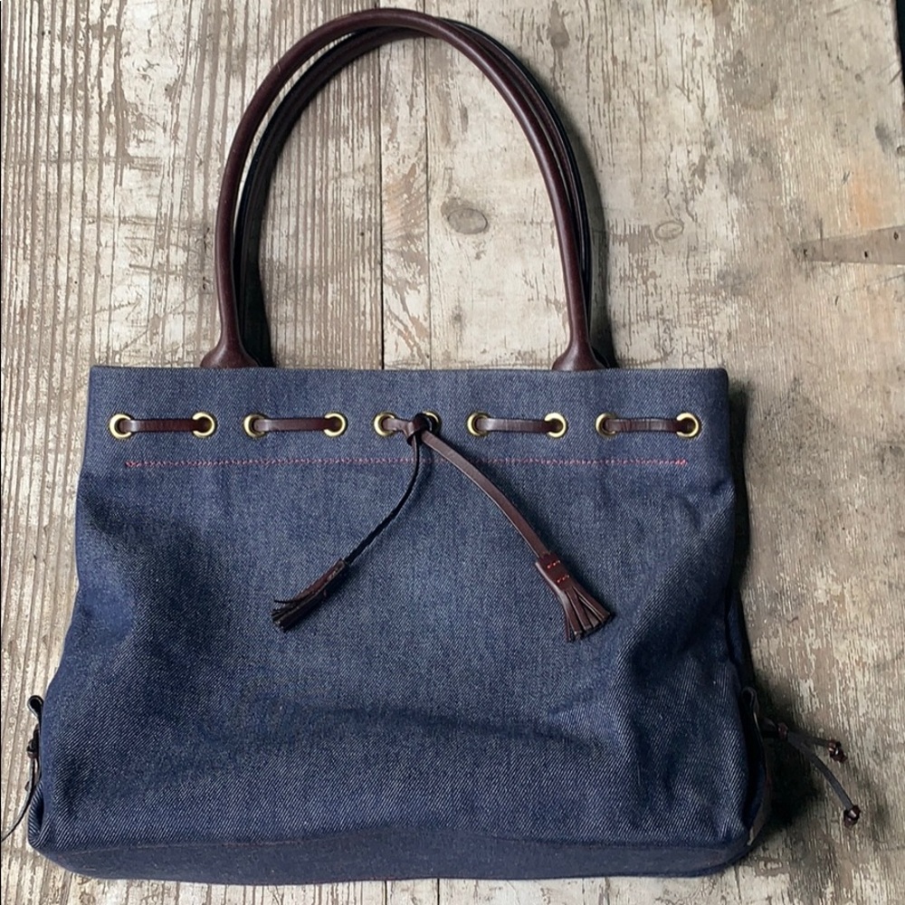 Vintage Dooney & Bourke Denim Tassel medium purse